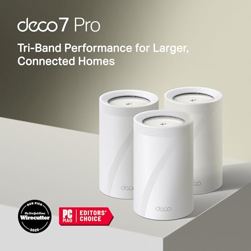 TP-Link Deco BE63: mesh WiFi 7 system, whole-home coverage, fast speeds, 2.5G ports, reliable and scalable network.