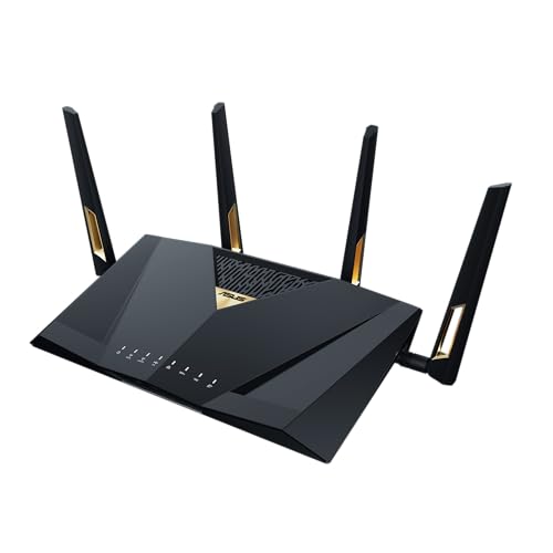 ASUS RT-BE88U: dual-band WiFi 7 router, dual 10G ports, high capacity, VPN, strong security, ideal for heavy use.
