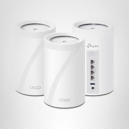TP-Link Deco BE63: mesh WiFi 7 system, whole-home coverage, fast speeds, 2.5G ports, reliable and scalable network.