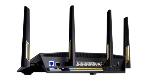 ASUS RT-BE88U: dual-band WiFi 7 router, dual 10G ports, high capacity, VPN, strong security, ideal for heavy use.