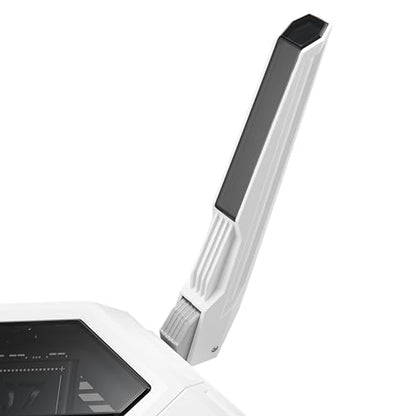 ASUS GT-BE19000AI: tri-band WiFi 7 gaming router, AI boost, dual 10G ports, gaming network, RGB design.