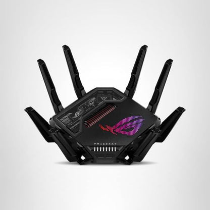 ASUS ROG Rapture GT-BE98 Pro: quad-band WiFi 7 router, dual 10G, gaming boost, VPN, high-end performance.