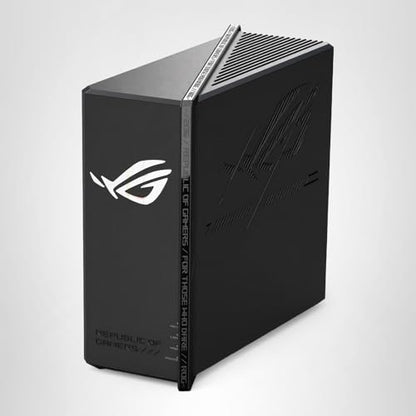 ASUS ROG Strix GS-BE12000: tri-band WiFi 7 router, 12Gbps, strong coverage, gaming acceleration, secure network.