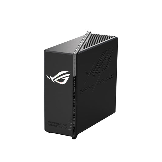 ASUS ROG Strix GS-BE12000: tri-band WiFi 7 router, 12Gbps, strong coverage, gaming acceleration, secure network.