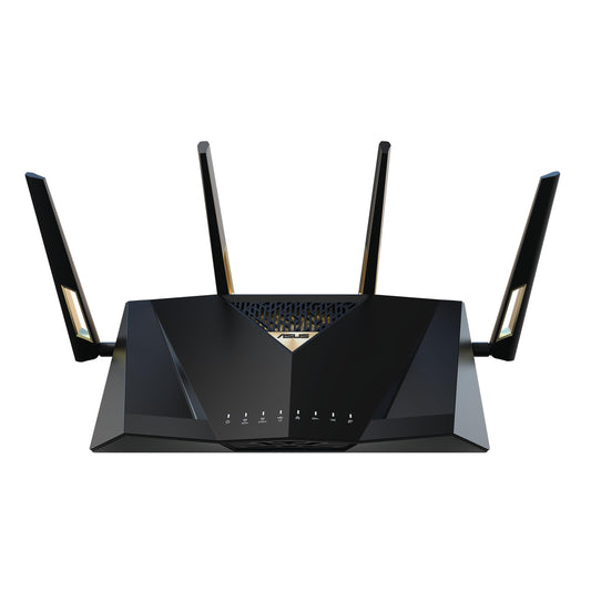 ASUS RT-BE88U: dual-band WiFi 7 router, dual 10G ports, high capacity, VPN, strong security, ideal for heavy use.