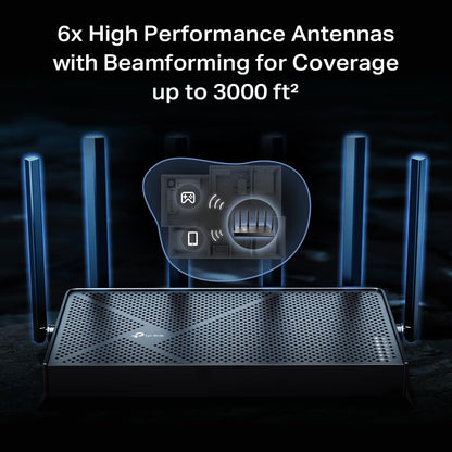 TP-Link Archer BE12000: tri-band WiFi 7 router, 6GHz support, 10G connectivity, smart assistant compatible.