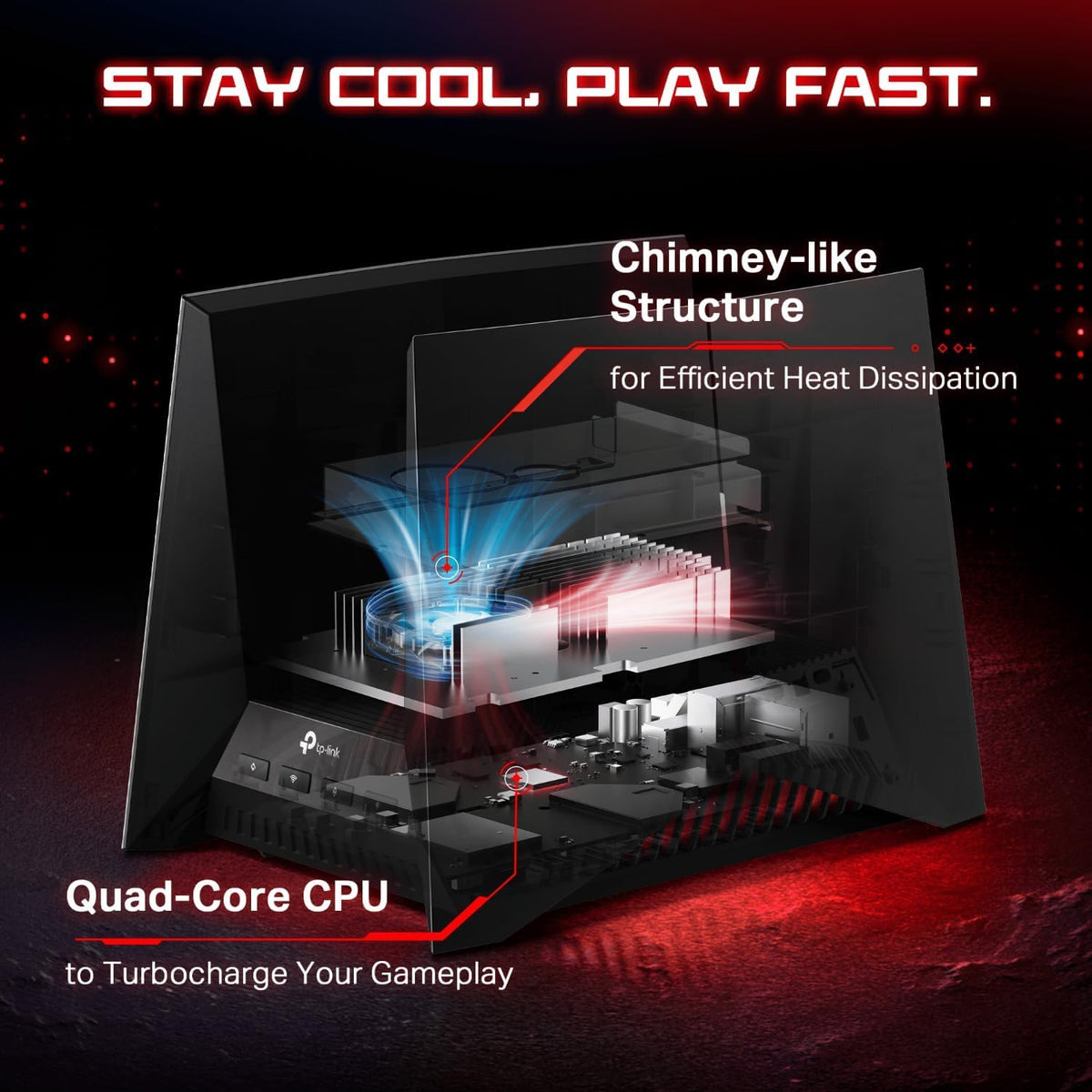 TP-Link Archer GE800: tri-band WiFi 7 gaming router, 12-stream, 10G ports, RGB, turbo acceleration, gaming optimized.